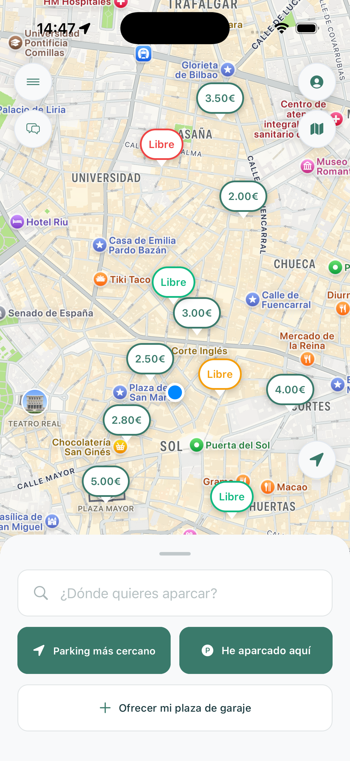 Encuentra plazas en el mapa