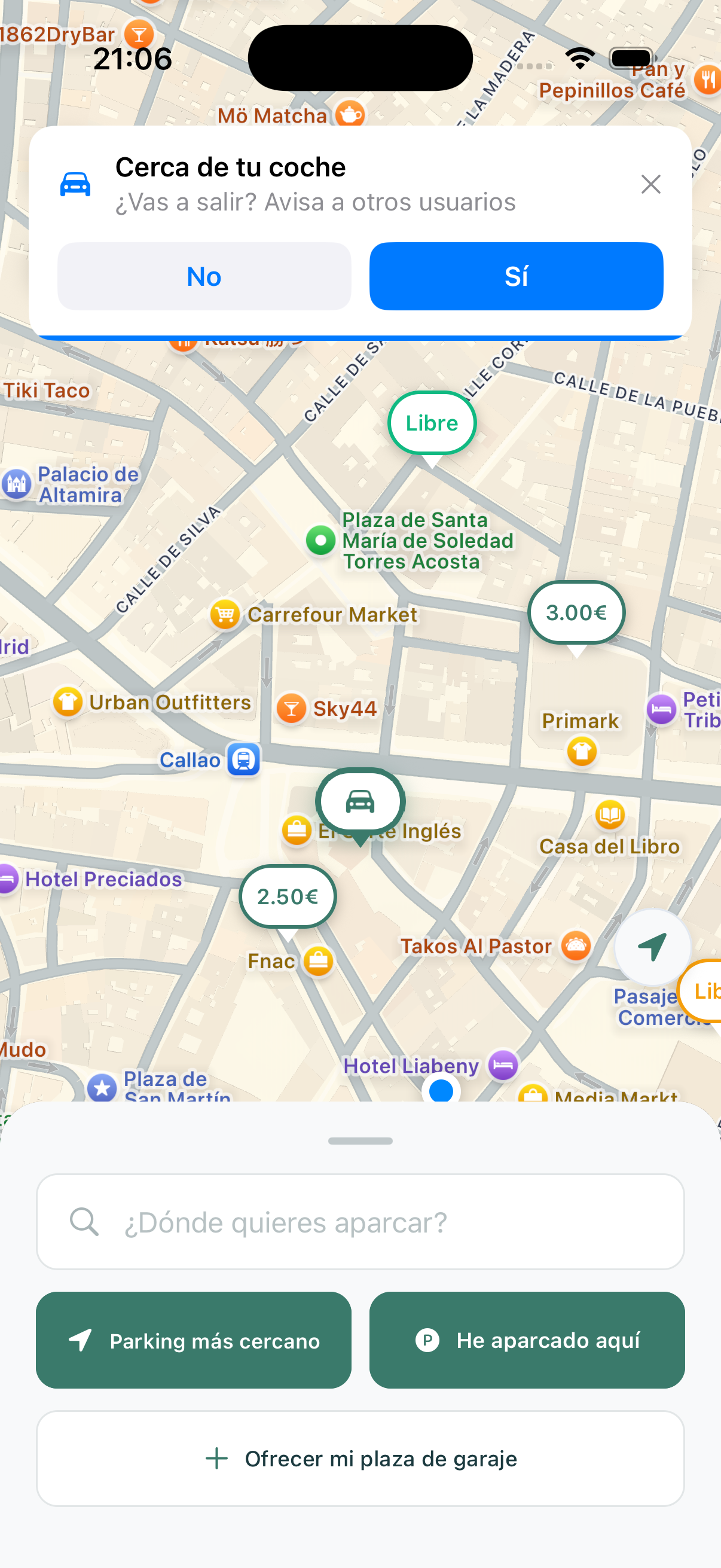 Avisa al salir del coche