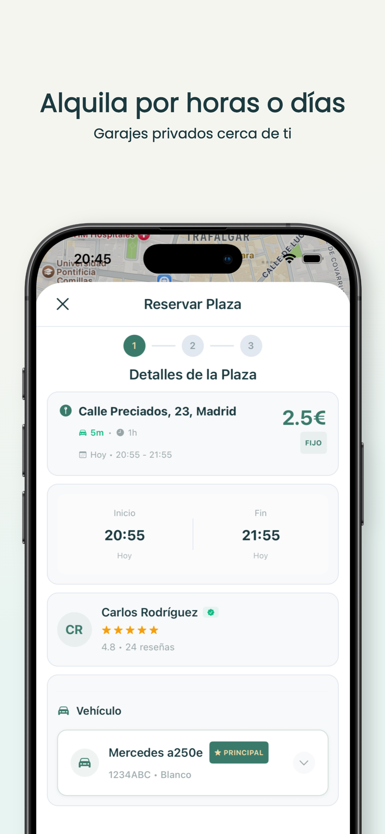 iOS - Reservar plaza privada con precio y horario