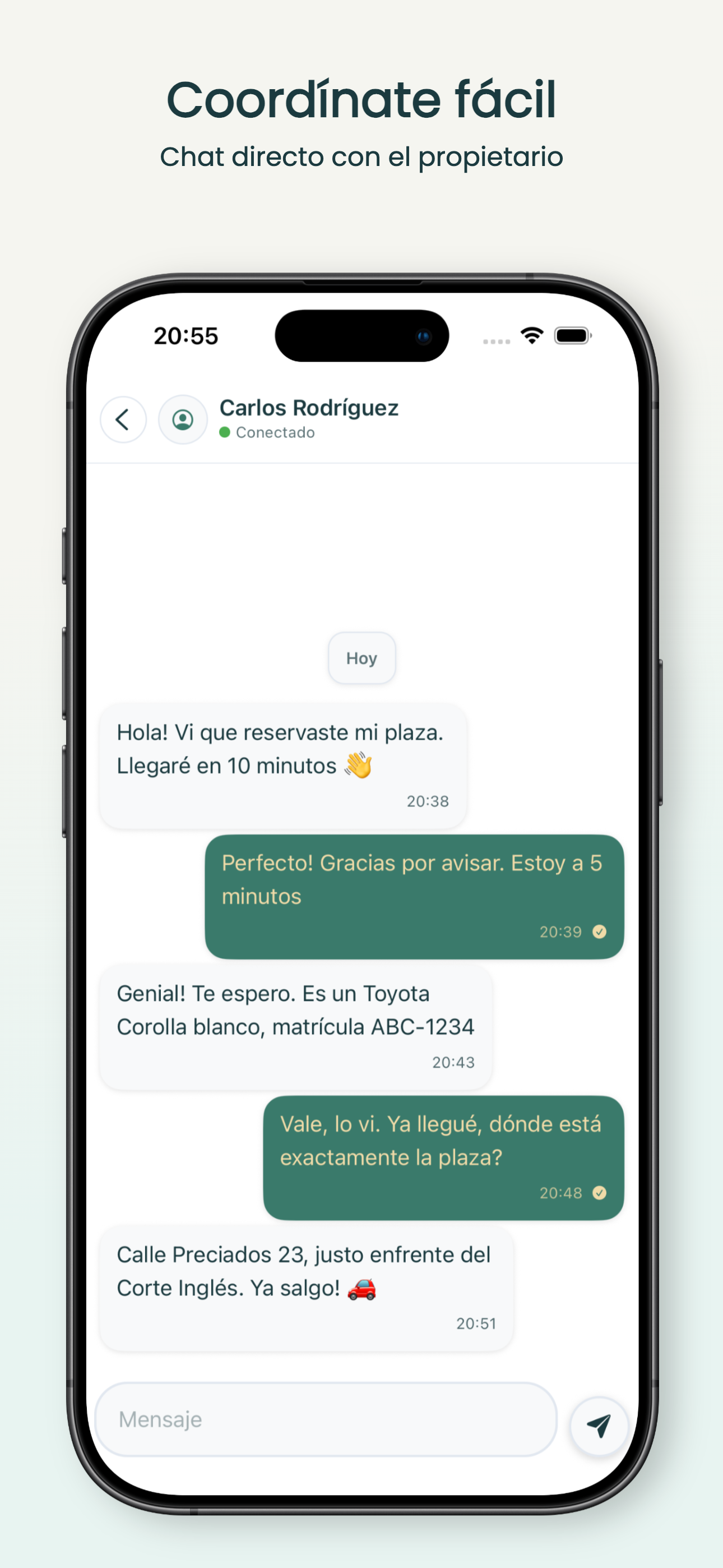 iOS - Chat con el propietario de la plaza